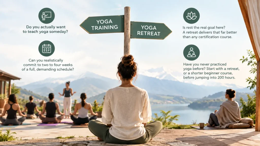 how to decide between yoga training vs yoga retreat in 4 questions