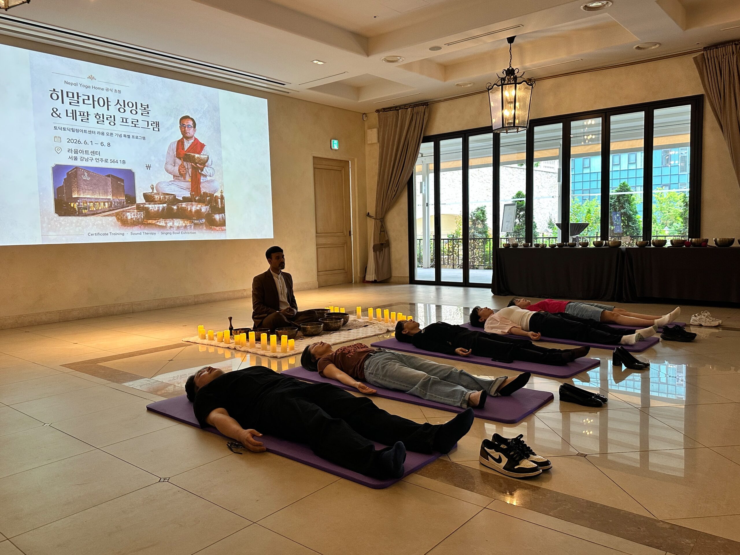 calm shavasana relaxation during yoga teacher training in kathmandu